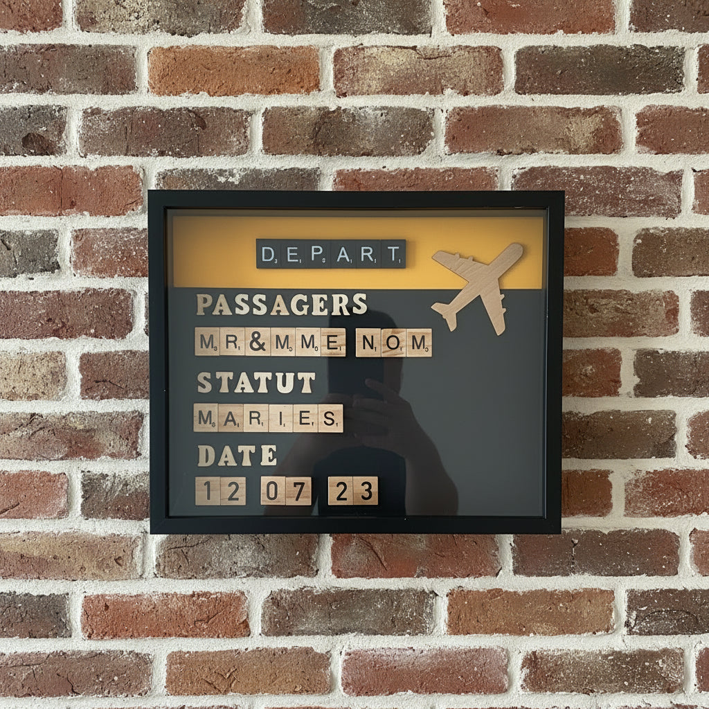 Cadre Scrabble Mariage noms+date Nouveau départ