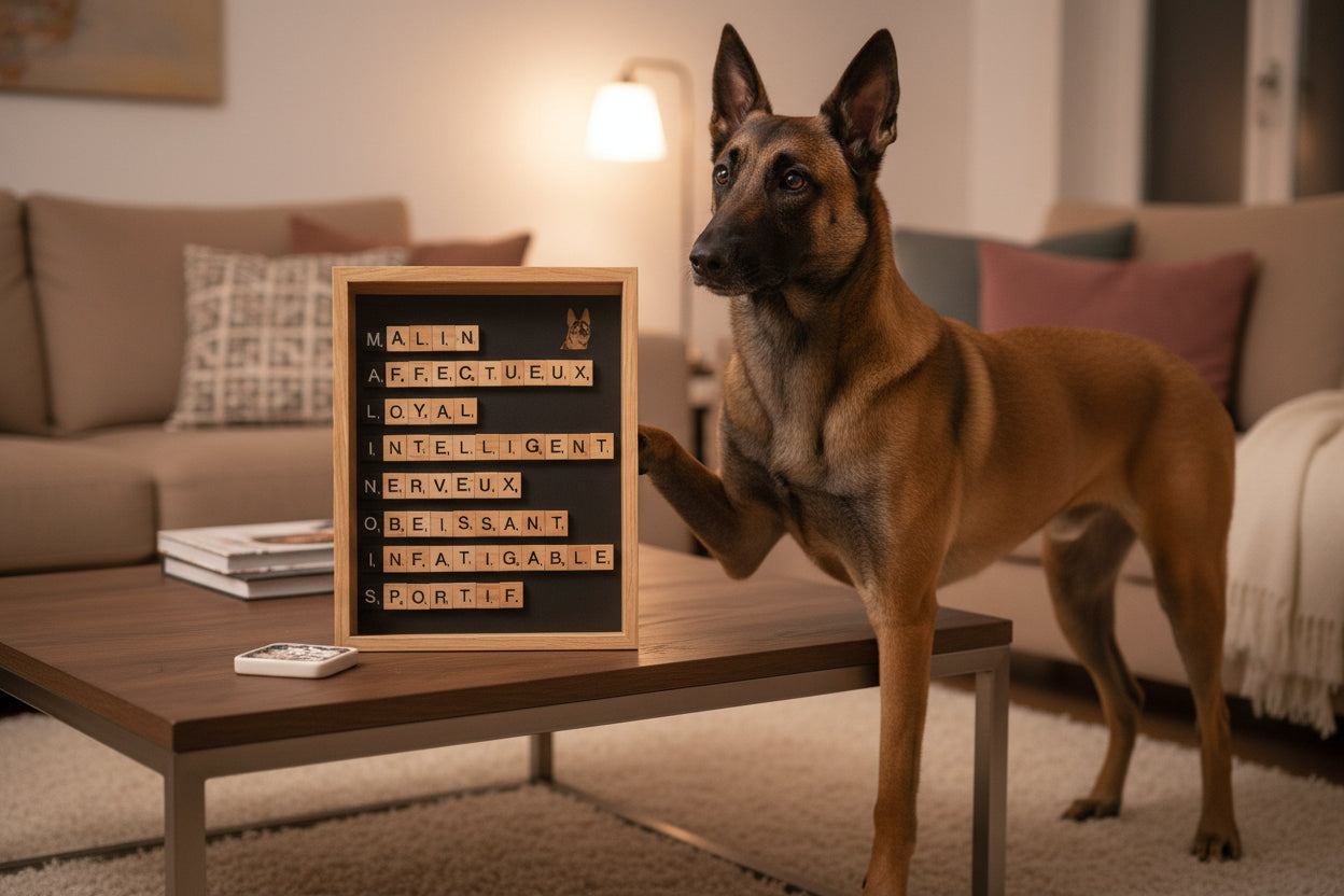 Cadre Scrabble (Rectangle) Malinois - Chien