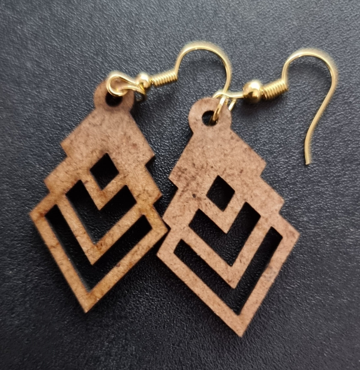 Boucles d'oreilles (1 paire) en bois de marqueterie