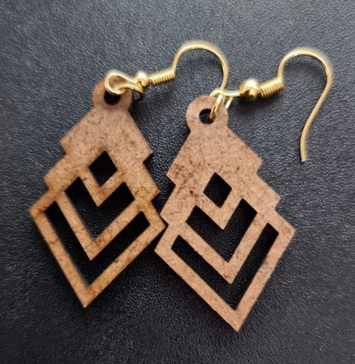 Boucles d'oreilles (1 paire) en bois de marqueterie