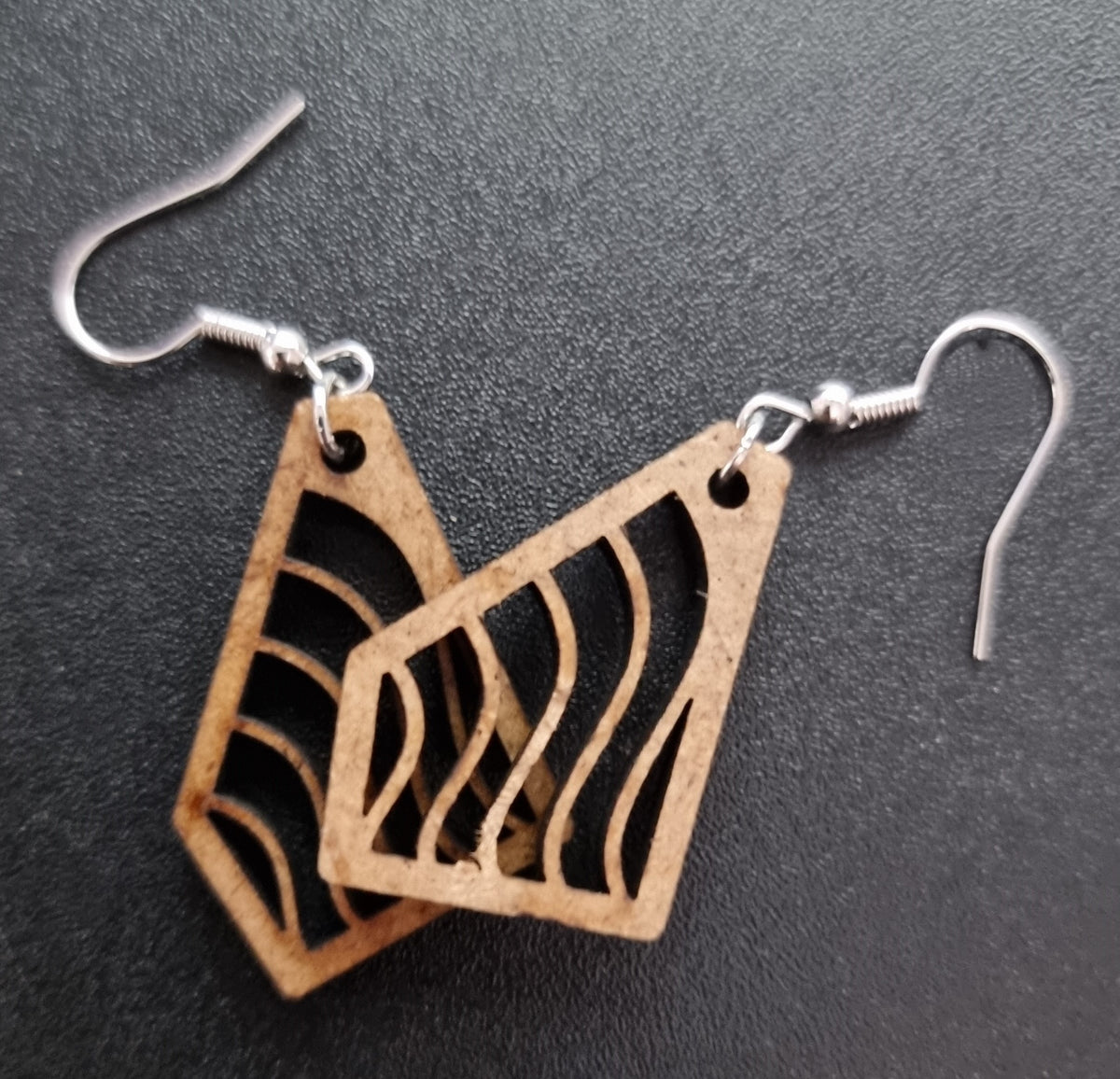 Boucles d'oreilles (1 paire) en bois de marqueterie