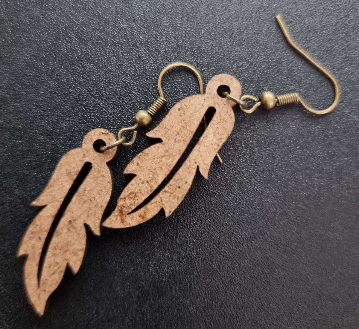 Boucles d'oreilles (1 paire) en bois de marqueterie