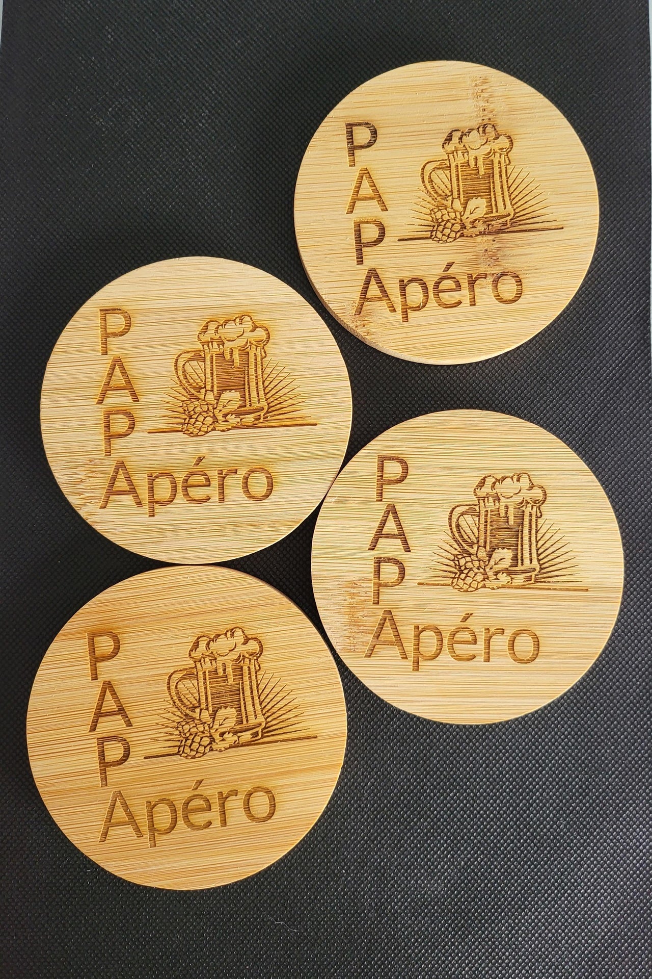 Sous-verres en bambou (Fête des pères) lot de 4 pcs