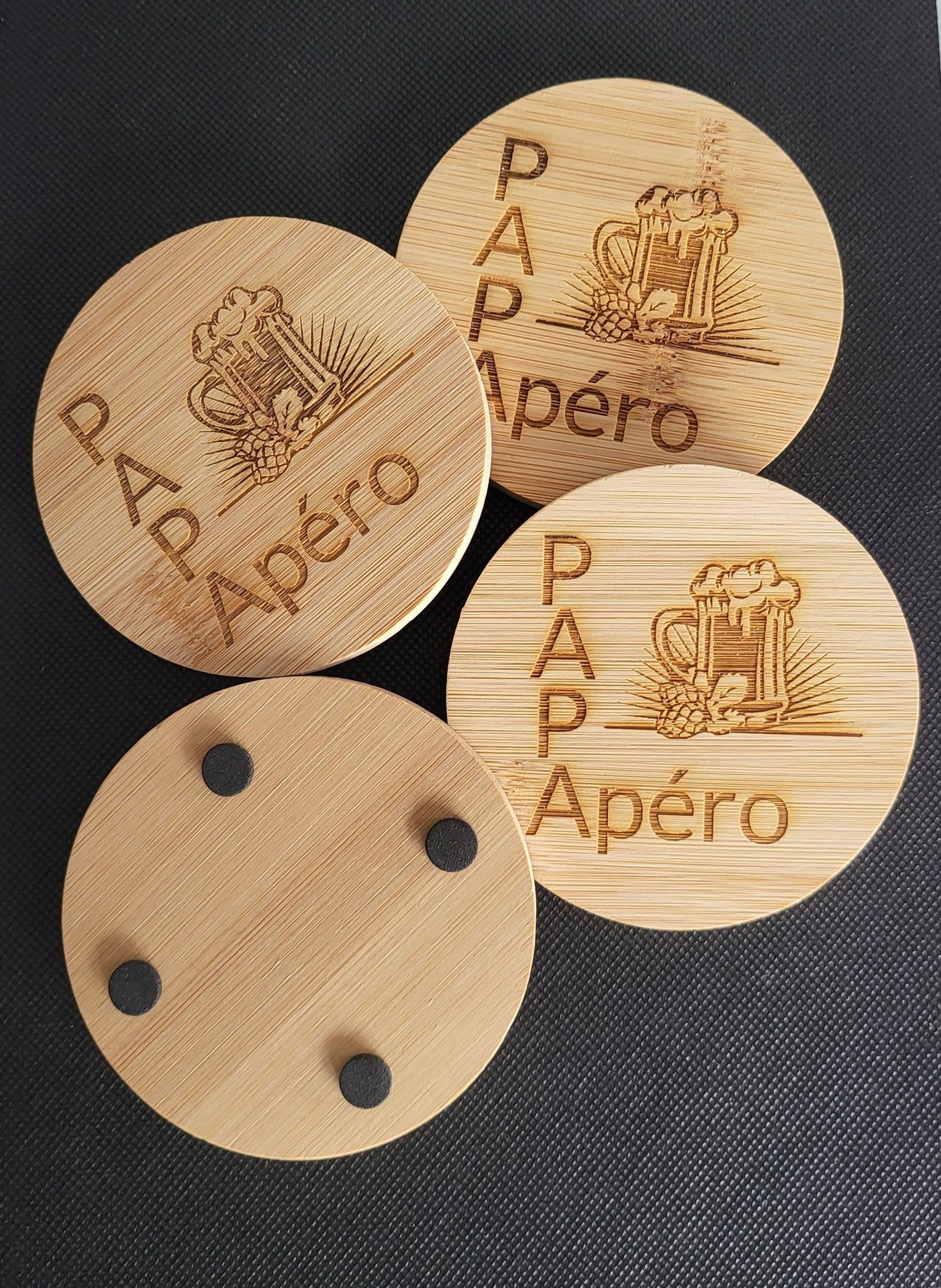 Sous-verres en bambou (Fête des pères) lot de 4 pcs
